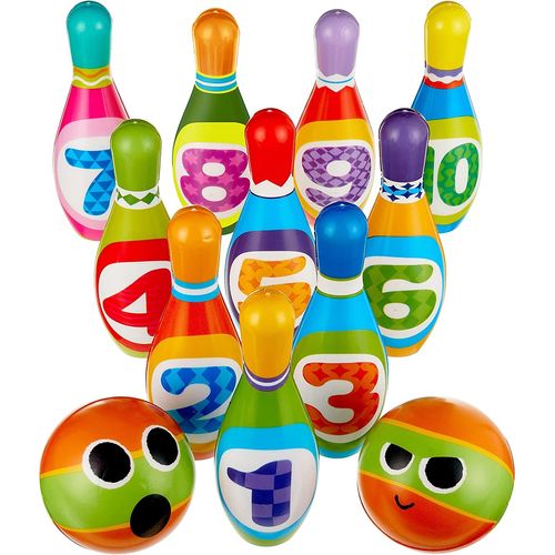 10 Quilles En Mousse Souple & 2 Balles - Jeu De Quilles / Bowling - Cadeau Pour Bébés & Petits Enfants - Solide & Coloré