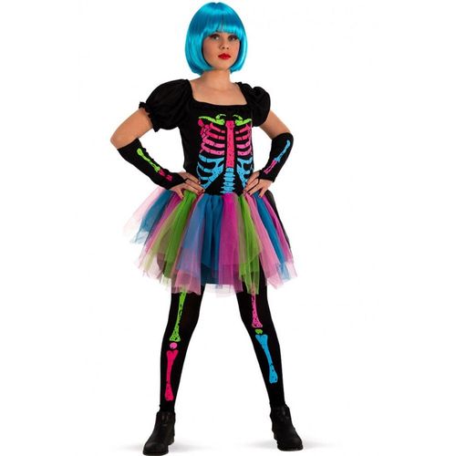 Déguisement Robe Squelette Multicolore Fille
