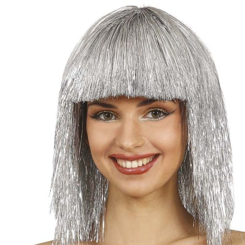 Perruque Coupe Au Carré Métallique Adulte Argent