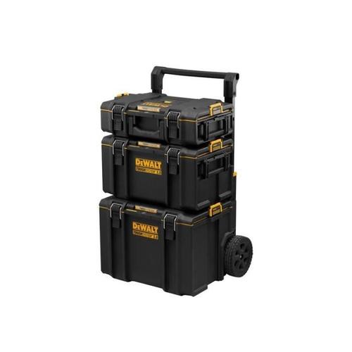 Tour TOUGHSYSTEM Dewalt sur roulettes 2 coffrets et boîte à outils mobile contenance totale 118L