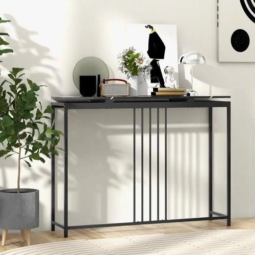 Costway Console,Meuble D'entrée Effect Marbre - 120 X 30 X 90 Cm (L X L X H) Cadre En Acier - Style Moderne Simple Noir