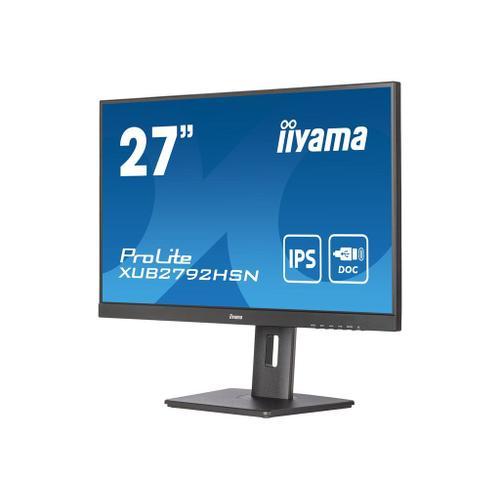 iiyama ProLite XUB2792HSN-B5 - Écran LED - 27" - 1920 x 1080 Full HD (1080p) @ 75 Hz - IPS - 250 cd/m² - 1000:1 - 4 ms - HDMI, DisplayPort, USB-C - haut-parleurs - noir mat