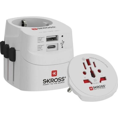 Skross 1302472 Adaptateur de voyage PRO Light USB (AC) - World