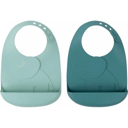 Lot De 2 Bavoirs Récupérateurs Elphee Bleu - Done By Deer