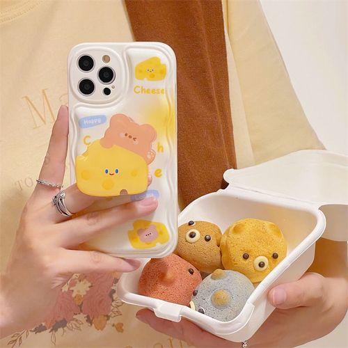 Étui Pour Iphonexr Emoji Fromage Ours Mignon Support De Cas De Téléphone Portable Femme
