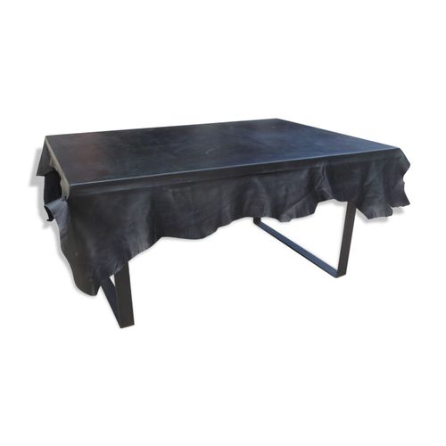 Table Basse Gaine De Cuir Noir