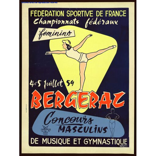 Affiche Concours Gym Bergerac 1954