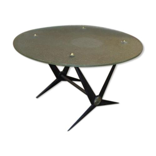 Table Basse Metal Et Verre 1950 Noir