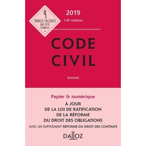 Code Civil - Avec 1 Supplément Réforme Du Droit Des Contrats
