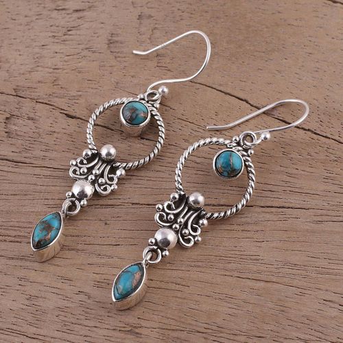 Pendentif Féminin Avec Boucles D'oreilles Turquoise Lfv17