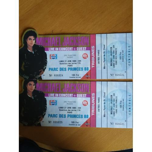 2 Billets Concert Michael Jackson Année 1988 Avec Leurs Coupons .Etat Comme Neuf