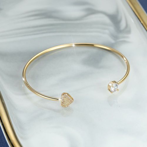 Bracelet Féminin Ouvert En Diamant Blanc Incrusté D'or Lfv422