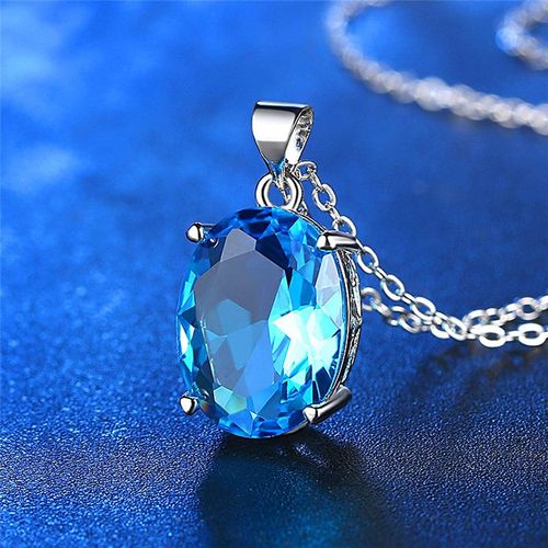 Topaze Bleu Ciel Pendentif Collier Femme Chaîne Claviculaire Lfv463
