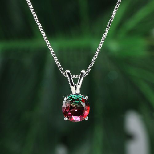 Platine Eau Bleu Pourpre Vert Rose Tourmaline Ronde Collier Pour Femmes Lfv488
