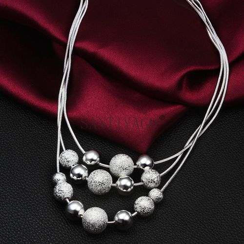 Collier À Trois Fils En Platine Argentée Lfv483