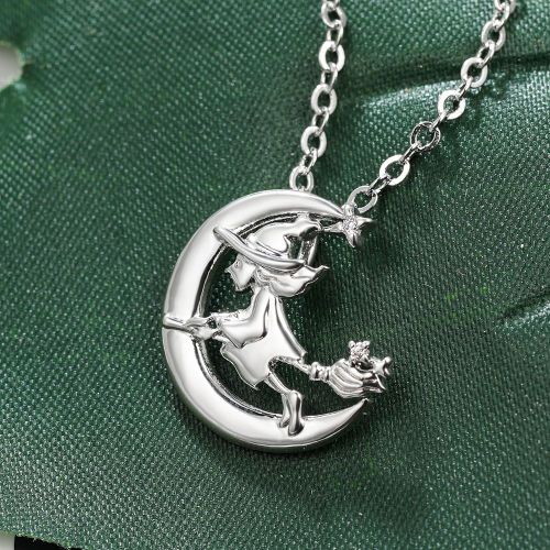 Rose Gold Platinum Moon Cartoon Lovely Witch Collier Women's Clavicular Chain Lfv579