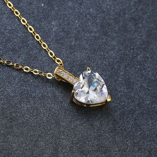 Collier De Pierres Précieuses En Forme De Coeur En Diamant Blanc Rose Bleu Rose D'or Pour Dames Nobles Lfv751