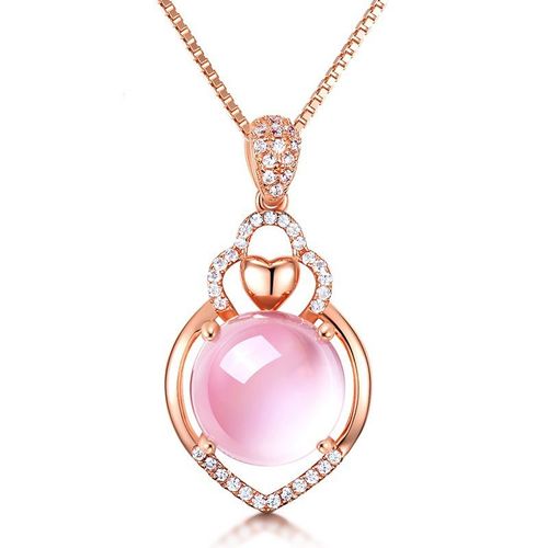 Femme Rose Rose Or Rose Cristal Amour Lotus Collier En Pierre Lfv780