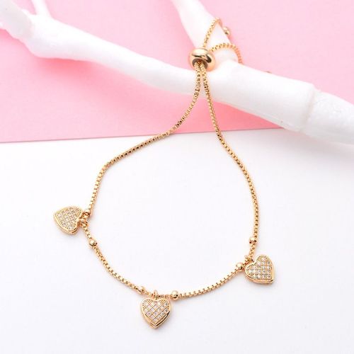 Bracelet Plaqué Or Coeur De Femme À Coeur Imprimé Zircon Love Hand Lfv867