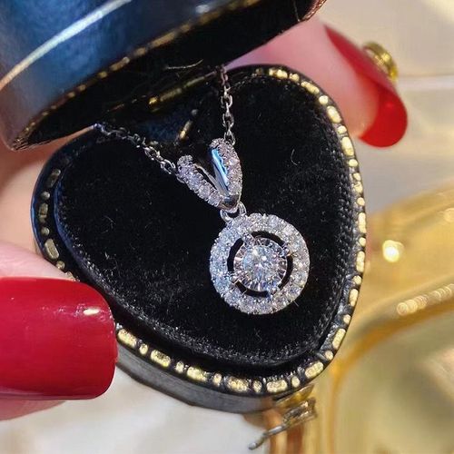 Collier Classique En Diamant Rond Avec Pendentif En Zircon Pour Femmes Lfv962