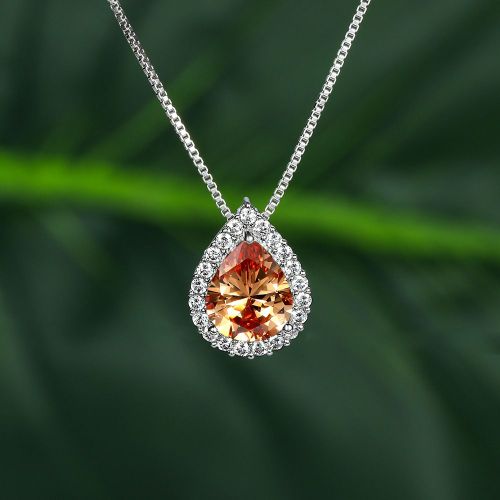 Collier Femme Platine Diamant Noir Goutte D'eau Poire Collier Femme Collier Lfv1080