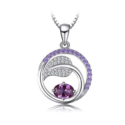 Green Sky Platinum Purple Diamond Leaf Collier Female Exotic Style Collier Lfv1209