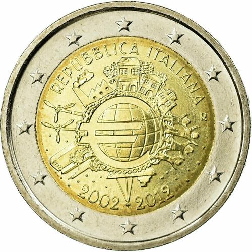 Pièce 2 Euros Commémorative - 2012 - Italie - 10 Ans De L'euro -