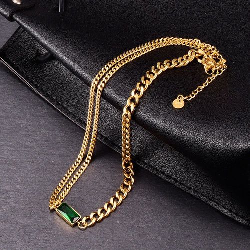 Diamant Vert Chaîne Magique Pendentif Collier Femme Chaîne Claviculaire Lfv1352