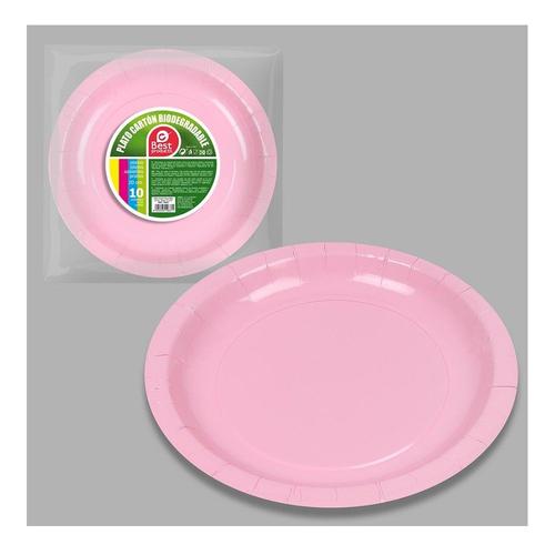 10 ASSIETTES RONDES CARTON BIO Ø20CM ROSE