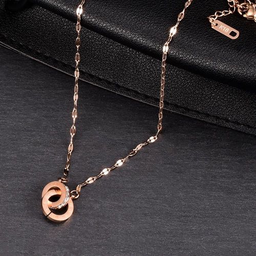 Rose Or Diamant Chiffres Romains Double Boucle Collier À Lèvres Lfv1918