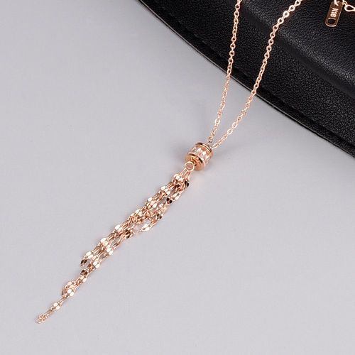 Cercle Blanc Carré Diamant Frange Lèvre Collier Clavicule Rose Plaqué Or Femme Lfv1937