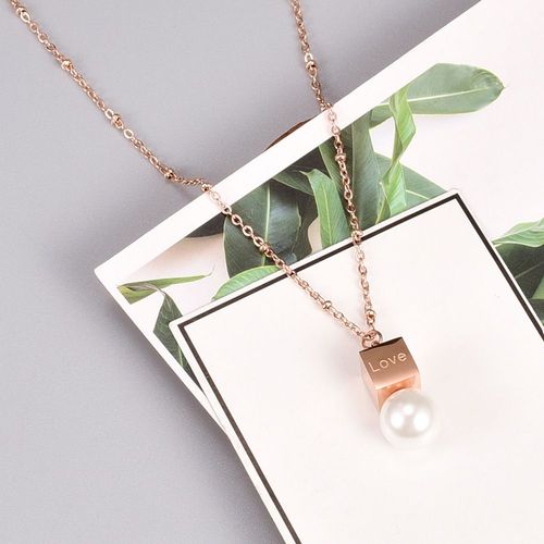 Diamond Suspension Pearl Women Rose Gold Lock Bone Collier Accessories Lfv2061