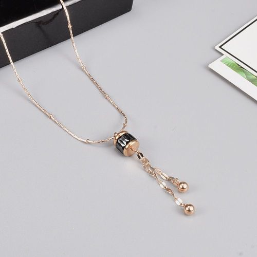Petit Collier De Clavicule En Céramique Noire Collier D'or Lfv2089