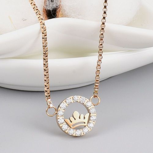 Collier En Diamant Rond Collier En Or Rose D'été Pour Femmes Lfv2126