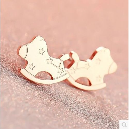 Petites Boucles D'oreilles De Cheval De Troie Plaquées Avec Des Boucles D'oreilles En Or Rose Lfv2229