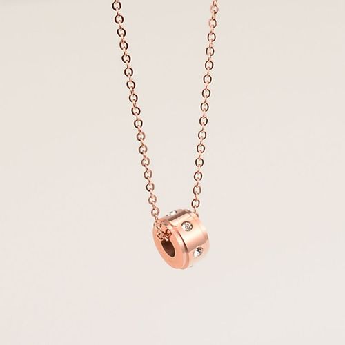 Pendentif En Diamant Rond Plaqué Or Rose Collier Lfv2247