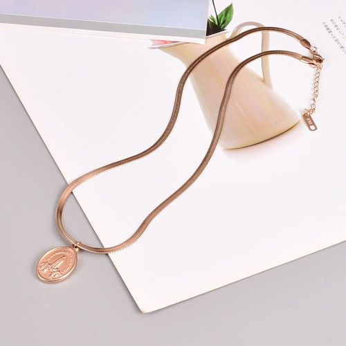 Motif Femme Tête Rose Or Collier Double Face Chaîne Claviculaire Lfv2378