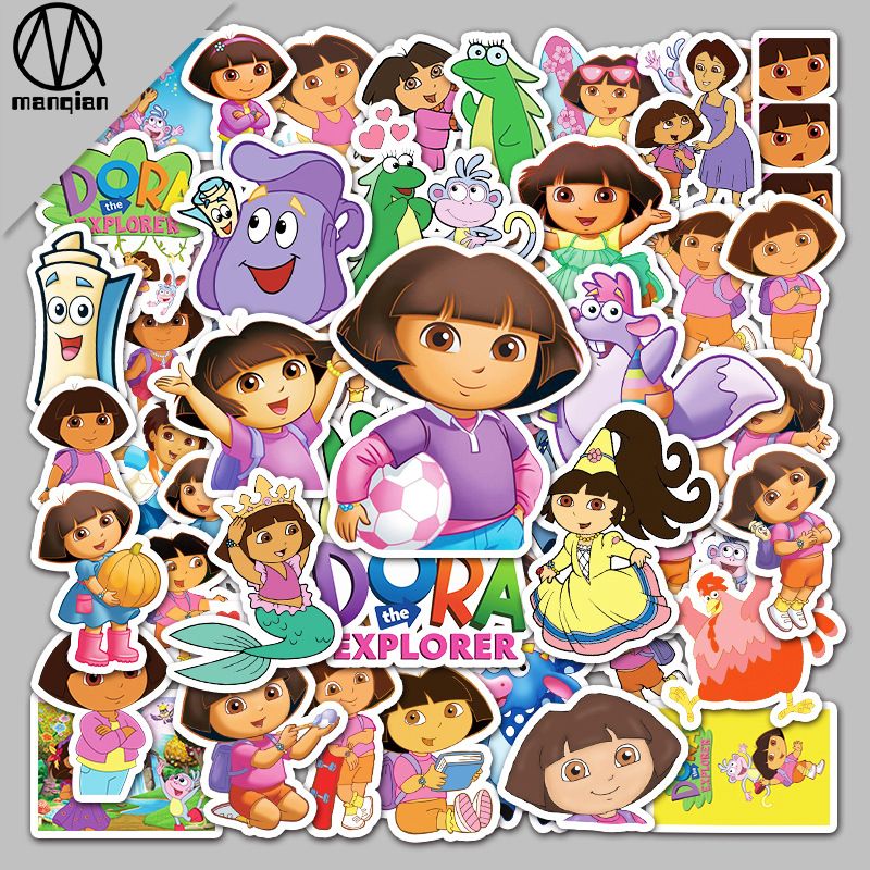 Autocollants,Stickers Pour Ordinateur Portable,Décorations De Fête Pour Enfants-50 Autocollants De Personnalité Dora Pour Enfants