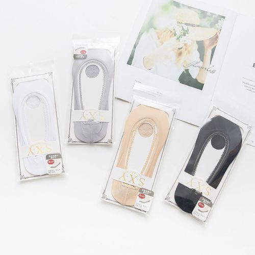 Chaussettes Légères, Antidérapantes, En Éponge Silicone, Pour Femmes, En Soie De Glace Invisible, Respirantes, Pour Femmes.[5 Paires Au Hasard]