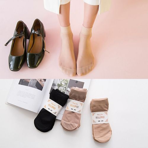 Chaussettes Légères Pour Femmes Anti-Crochet Chaussettes Courtes En Soie Chaussettes En Fil De Fer Pour Femmes Chaussettes Pour Enfants[5 Paires Au Hasard]