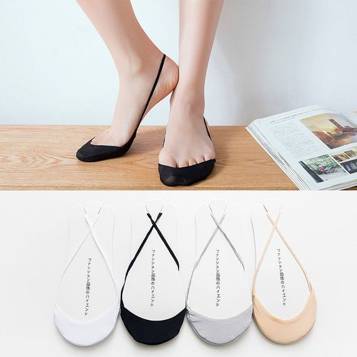 Chaussettes Invisibles Creuses En Soie De Glace Coussin Éponge Non Marquant Chaussettes Pour Femmes[5 Paires Au Hasard]
