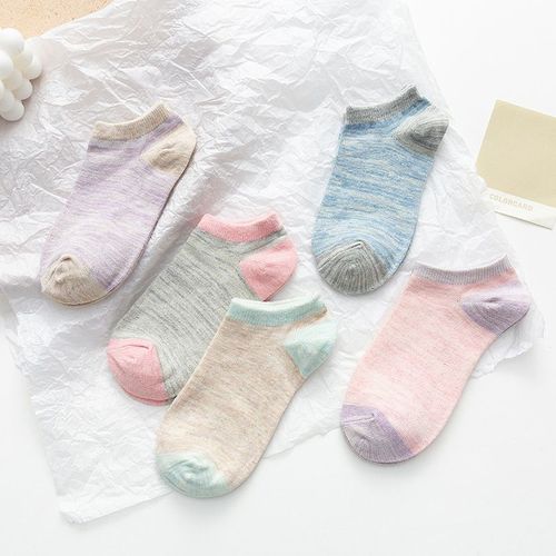 Combinaison Chaussettes Pour Femmes Chaussettes Bateau Unies Pour Femmes Chaussettes En Coton Cartoon Chaussettes Courtes Chaussettes À Bouche Peu Profonde En Coton[5 Paires Au Hasard]