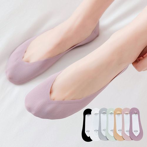 Chaussettes Bateau Femme Antidérapantes Toute Coupe Glace Soie Non-Marquantes Dames Peu Profondes Chaussettes Invisibles[5 Paires Au Hasard]