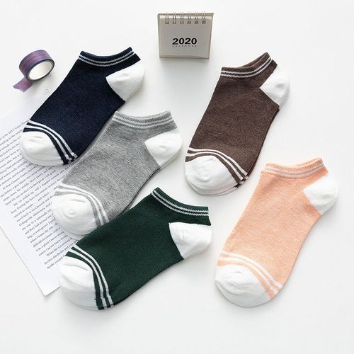 Combinaison Chaussettes Pour Femmes Chaussettes Bateau Unies Pour Femmes Chaussettes En Coton Cartoon Chaussettes Courtes Chaussettes Bouche Peu Profonde En Coton[5 Paires Au Hasard]