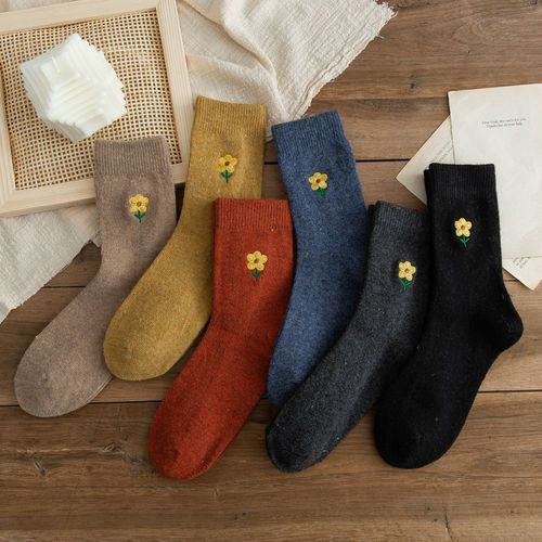 Chaussettes En Laine Épaisses Et Chaudes Pour Femmes[5 Paires Au Hasard]