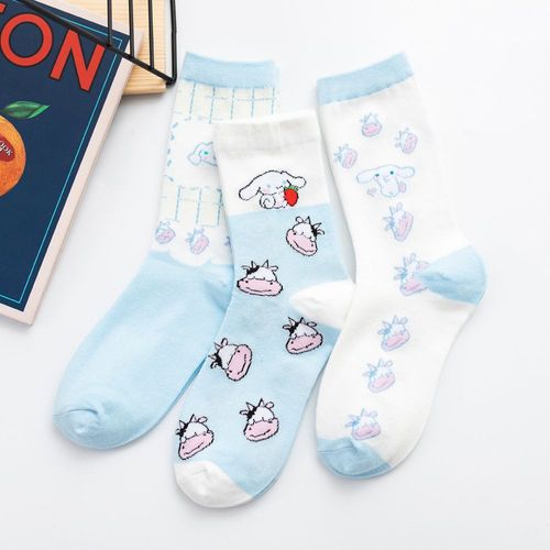 Chaussettes Mi-Mollets Cartoon Yogi Dog Filles Coton[5 Paires Au Hasard]