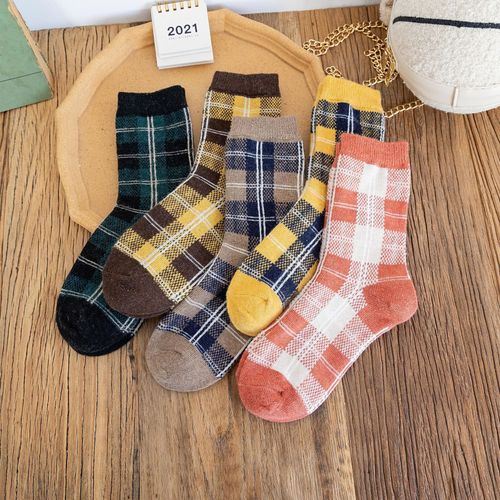 Chaussettes En Laine Épaissies Chaussettes D'hiver Rembourrées Chaussettes Mi-Cuisses Pour Femmes Chaussettes En Cachemire Lune Chaussettes Longues Ing Marée[5 Paires Au Hasard]