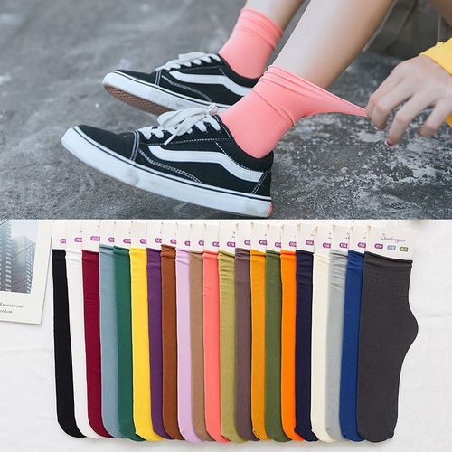 Chaussettes Femmes Mi-Mollet Couleur Bonbon Lumière Longues Chaussettes Glace Soie Empilées Chaussettes Femmes En Marée Japon Et Corée Chaussettes Glace Glace[5 Paires Au Hasard]