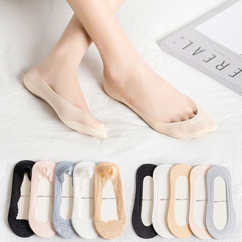 Chaussettes Bateau En Soie De Glace Chaussettes Invisibles Femmes Chaussettes Modèles Source Maille Légère Respirante Chaussettes Femmes[5 Paires Au Hasard]