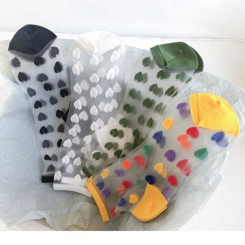 Hennyrue Chaussettes Courtes En Soie De Verre Pour Femmes - Love Colorful Sheer Lightweight Short Socks[5 Paires Au Hasard]
